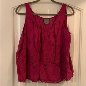 Magenta Embroidered Anthropologie Top